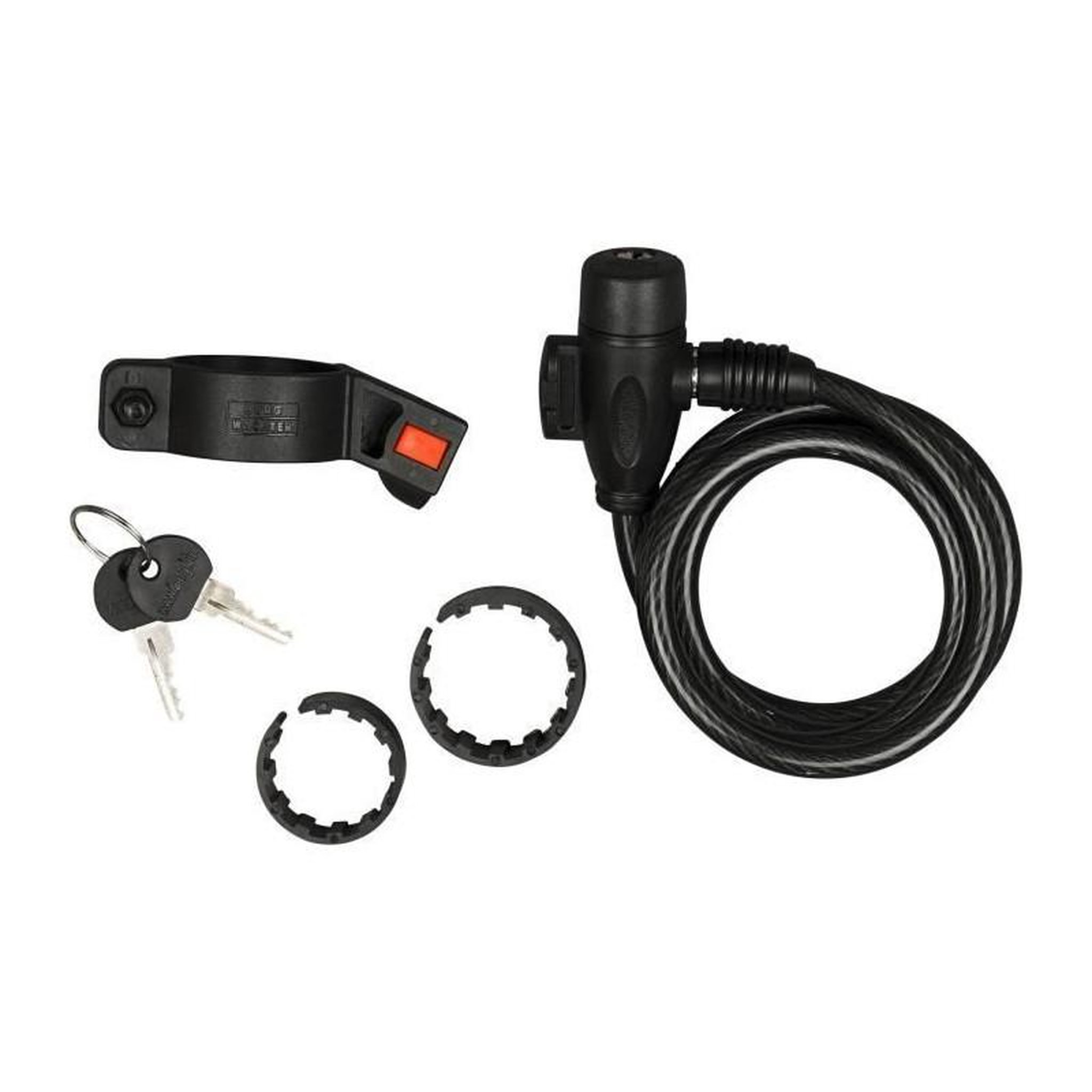 Voir la diapositive 2 : BURG WACHTER Câble antivol vélo - BURG WACHTER - 1 260 100 - Spiral 100 cm, acier 8 mm, clé, support vélo