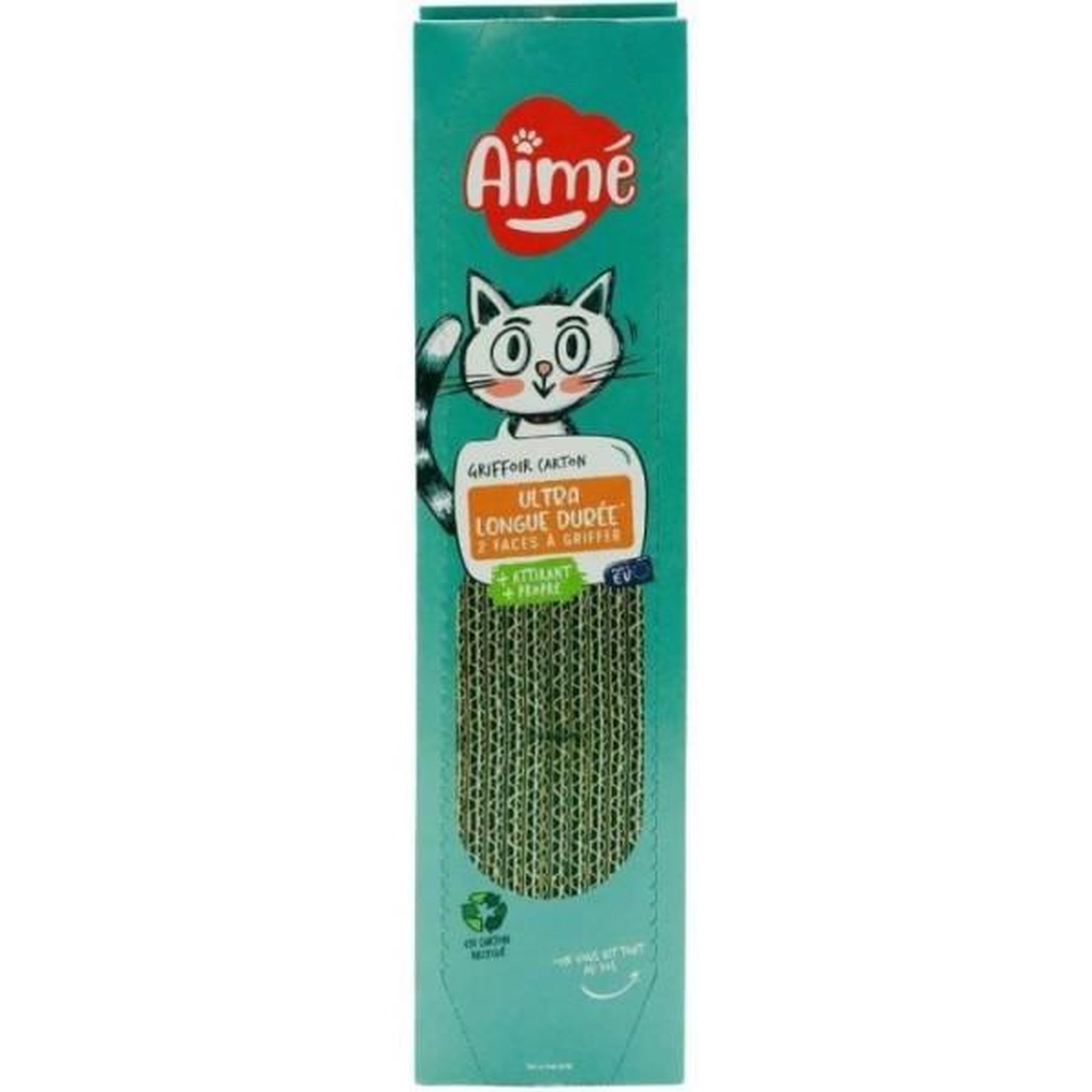 AIME Griffoire en carton - AIMÉ - Pour Chat, Planche a Gratter Double face Super Résistant et Longue Durée, Senteur Herbe a Chat