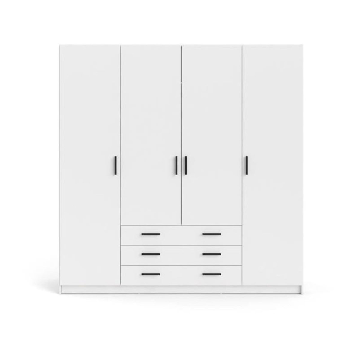 TVILUM Armoire VEGA - Décor Blanc mat - 4 portes + 3 tiroirs - L 195,5 x P 49,6 x H 200,4 cm - TVILUM