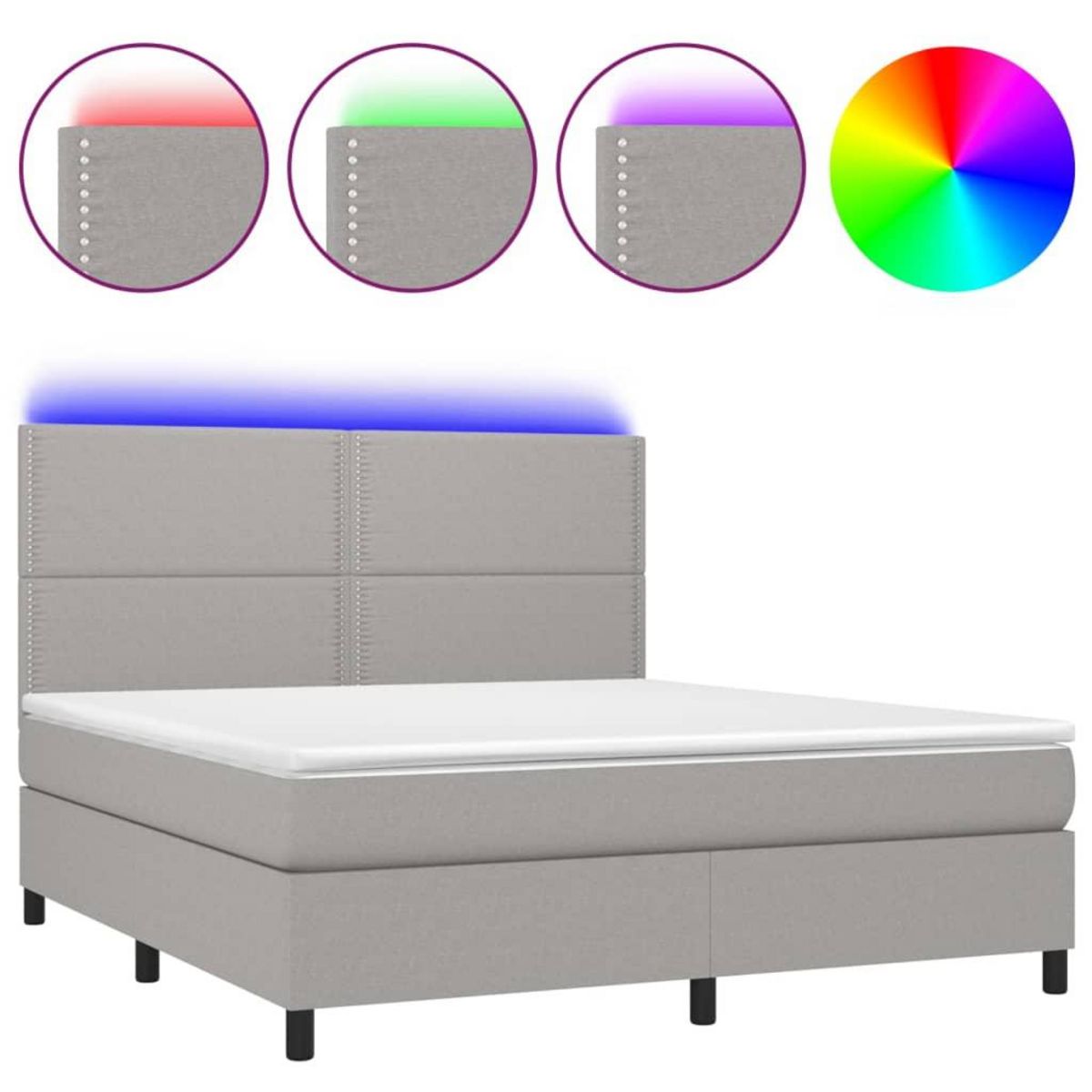 VIDAXL Sommier a lattes de lit et matelas et LED Gris clair 180x200 cm
