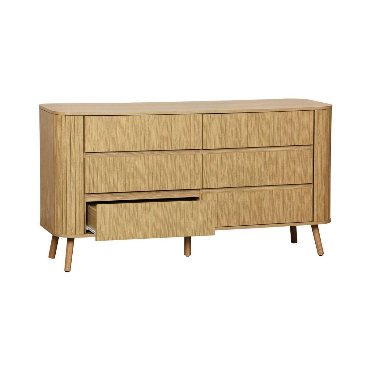 SWEEEK Commode 6 tiroirs. décor strié naturel. L 150 x P 45  H 80cm