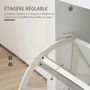 Voir la diapositive 5 : HOMCOM Armoire à chaussures 2 portes abattantes 2 compartiments poignées coquilles métal MDF blanc chêne clair