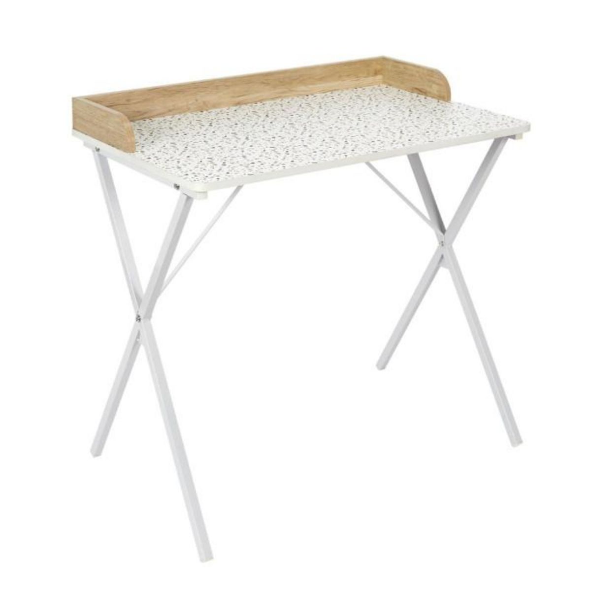 Paris Prix Bureau Design Effet  Terrazzo  84cm Blanc & Naturel