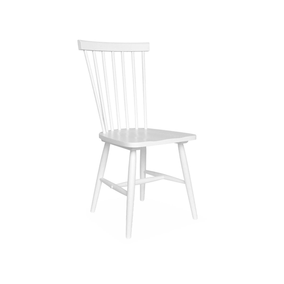 SWEEEK Lot de 4 chaises blanches à barreaux en bois d'hévéa. ROMIE. L 50.8 x P 44.2 x H 90cm