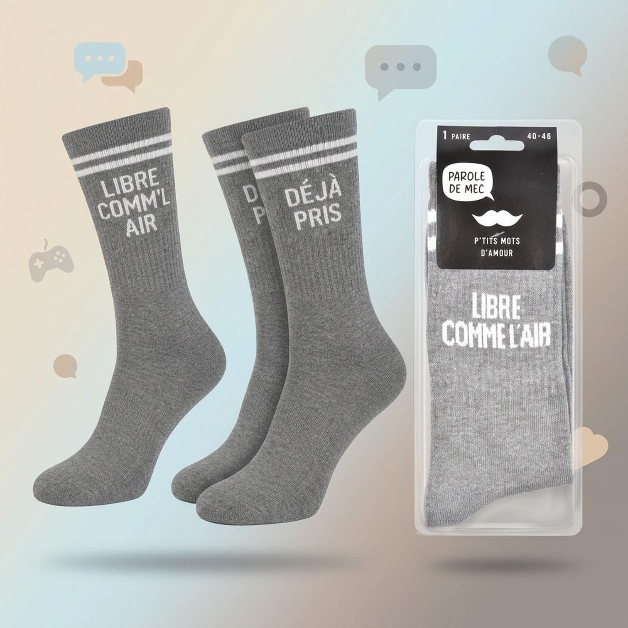 Voir la diapositive 4 : OZABI OZABI Chaussettes Homme Message Humoristiques Pack de 2 Paires