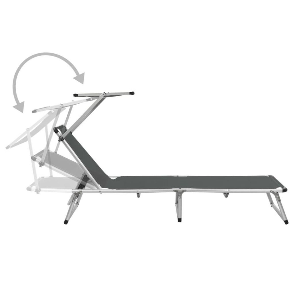 VIDAXL Chaises longues pliables et toit lot de 2 Aluminium textilene