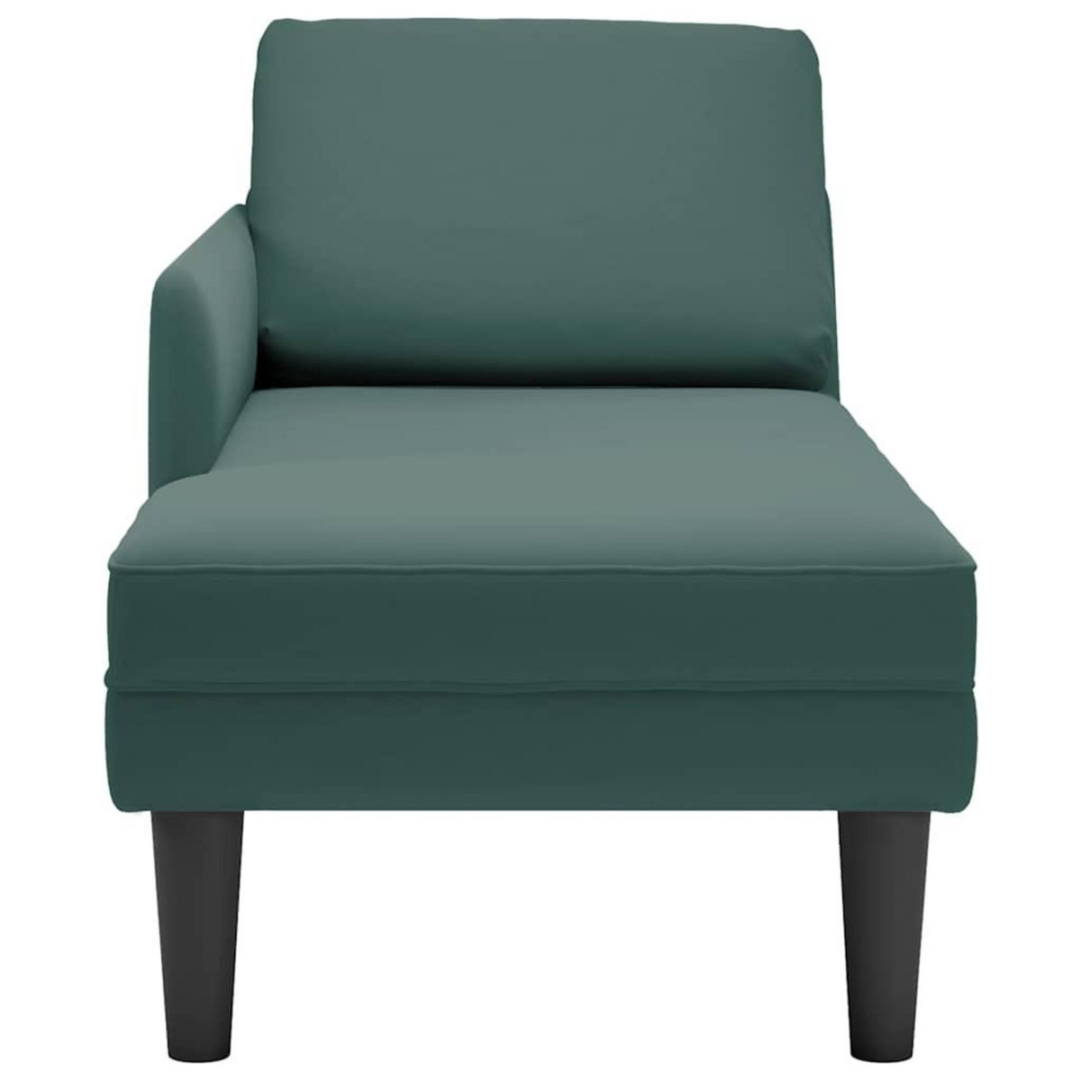 VIDAXL Fauteuil long et coussin et accoudoir droit vert fonce velours