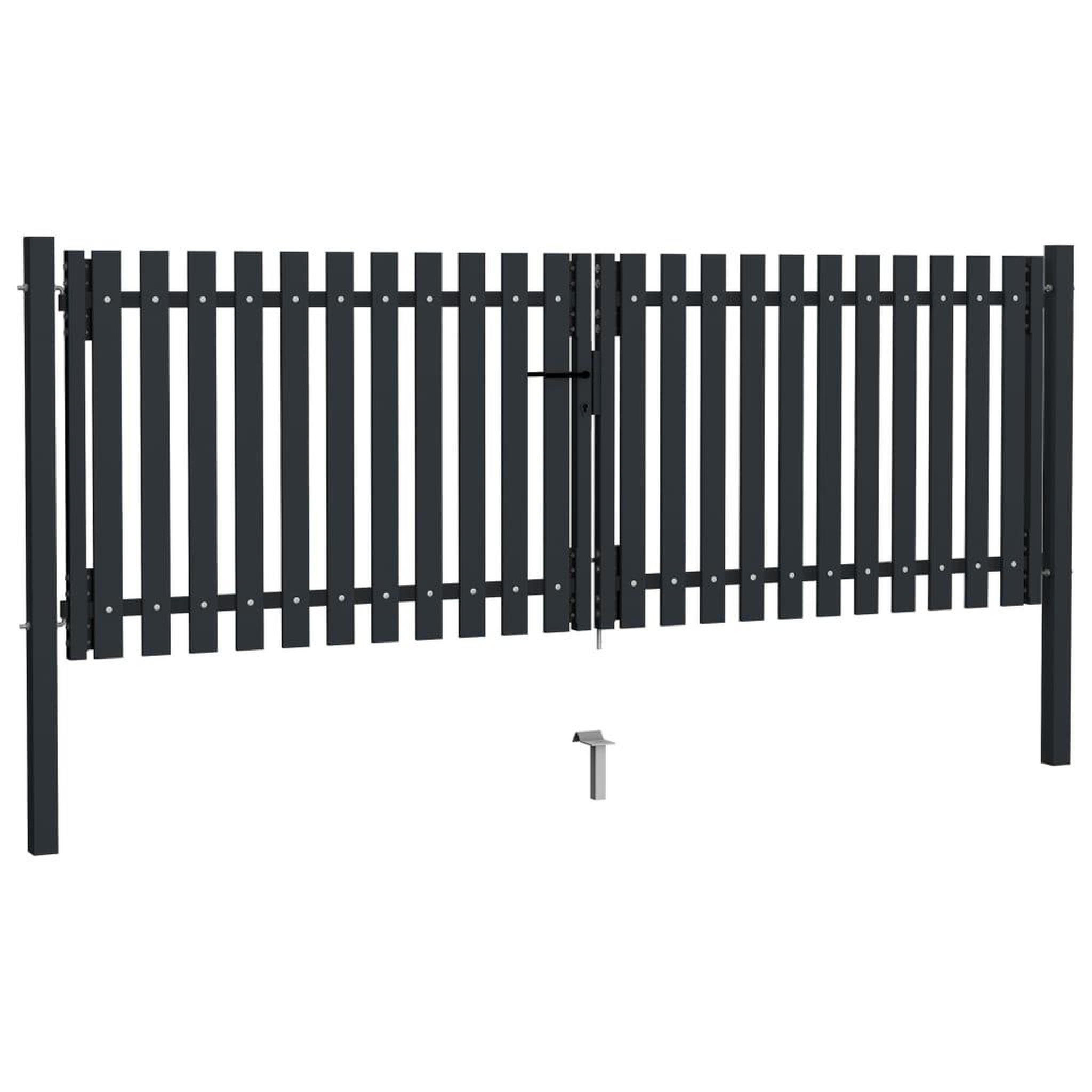 Voir la diapositive 2 : VIDAXL Portail de cloture a double porte Acier 306x150 cm Anthracite