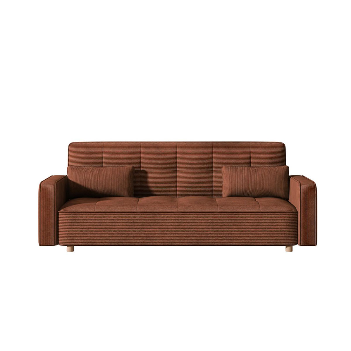 CONCEPT USINE Canapé scandinave convertible 3 places en velours côtelé terracotta COPENHAGUE