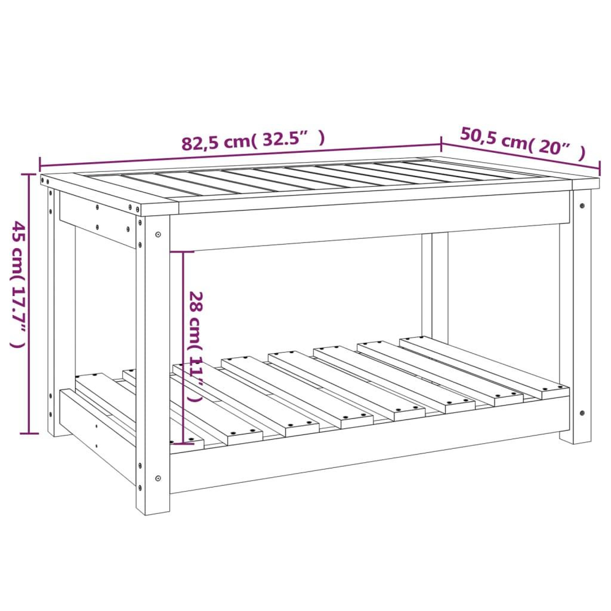 Voir la diapositive 6 : VIDAXL Table de jardin 82,5x50,5x45 cm bois massif de douglas