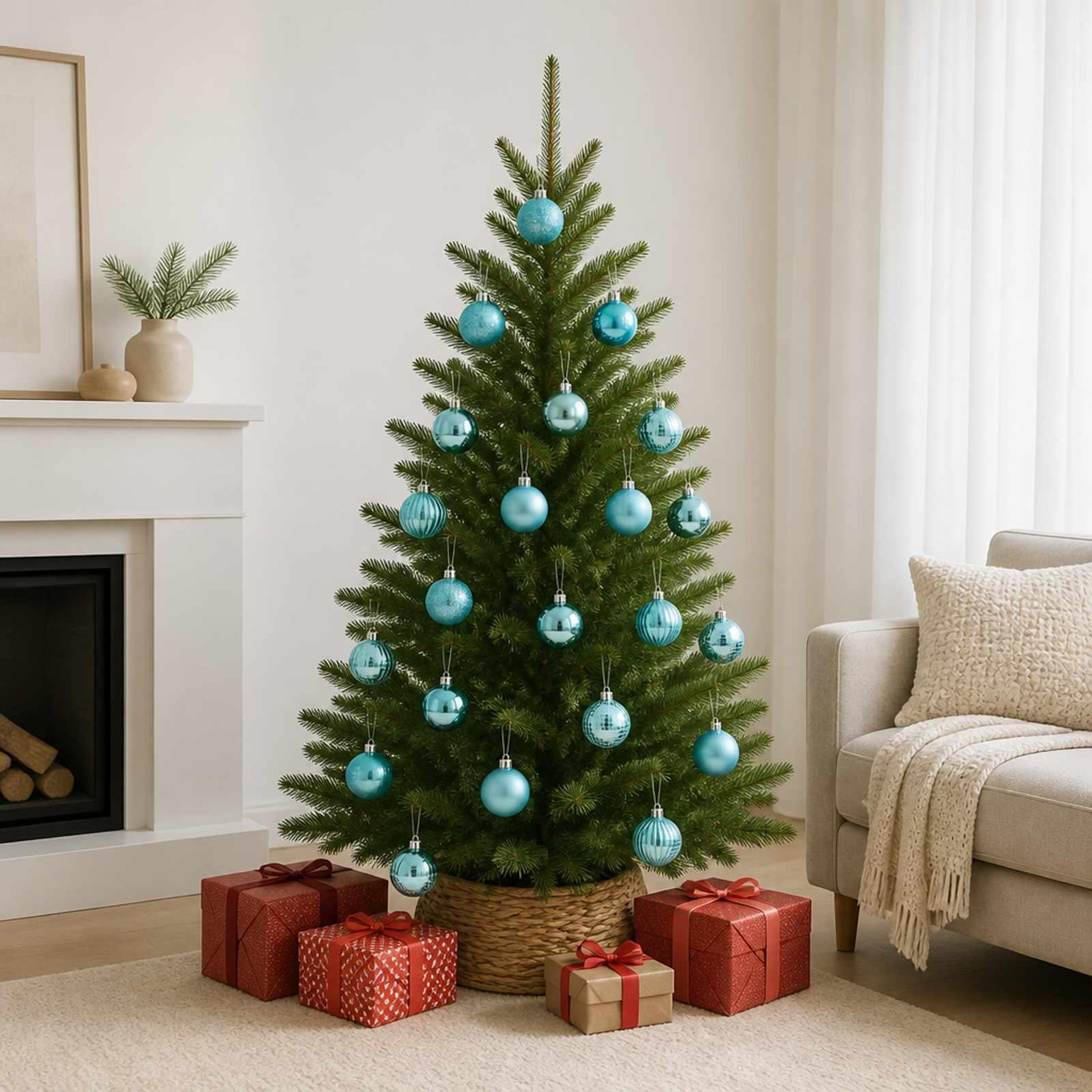 Voir la diapositive 2 : VIDAXL Ensemble de boules de Noël 100 pc Turquoise 4 cm Polystyrene