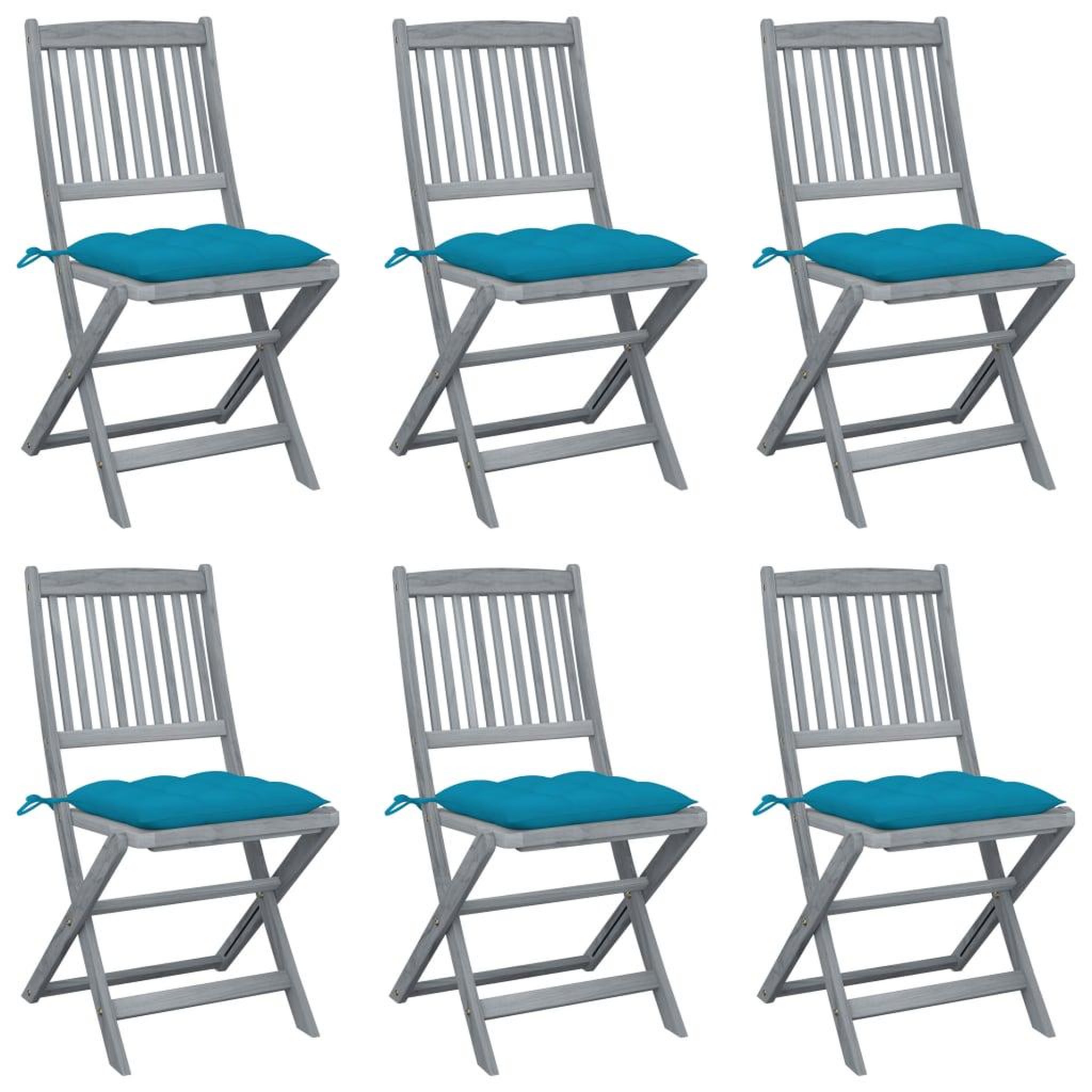 VIDAXL Chaises pliables d'exterieur lot de 6 et coussins Bois d'acacia