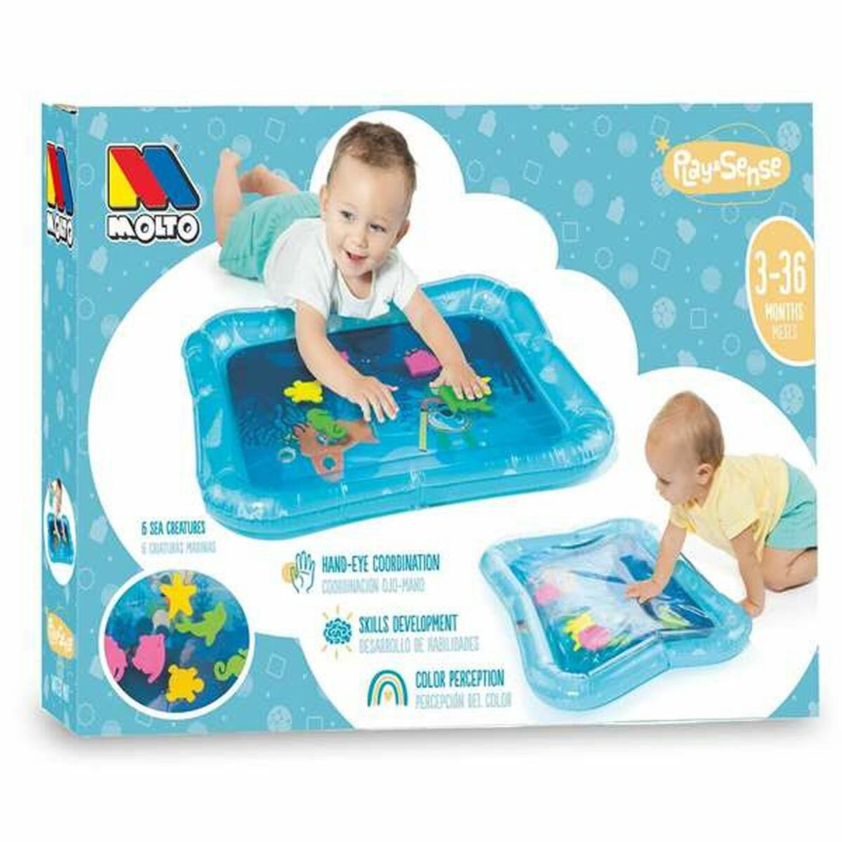 INFANTINO Tapis de Jeu à Eau Gonflable pour Bébé Moltó Playsense 80 x 28 x 82 cm