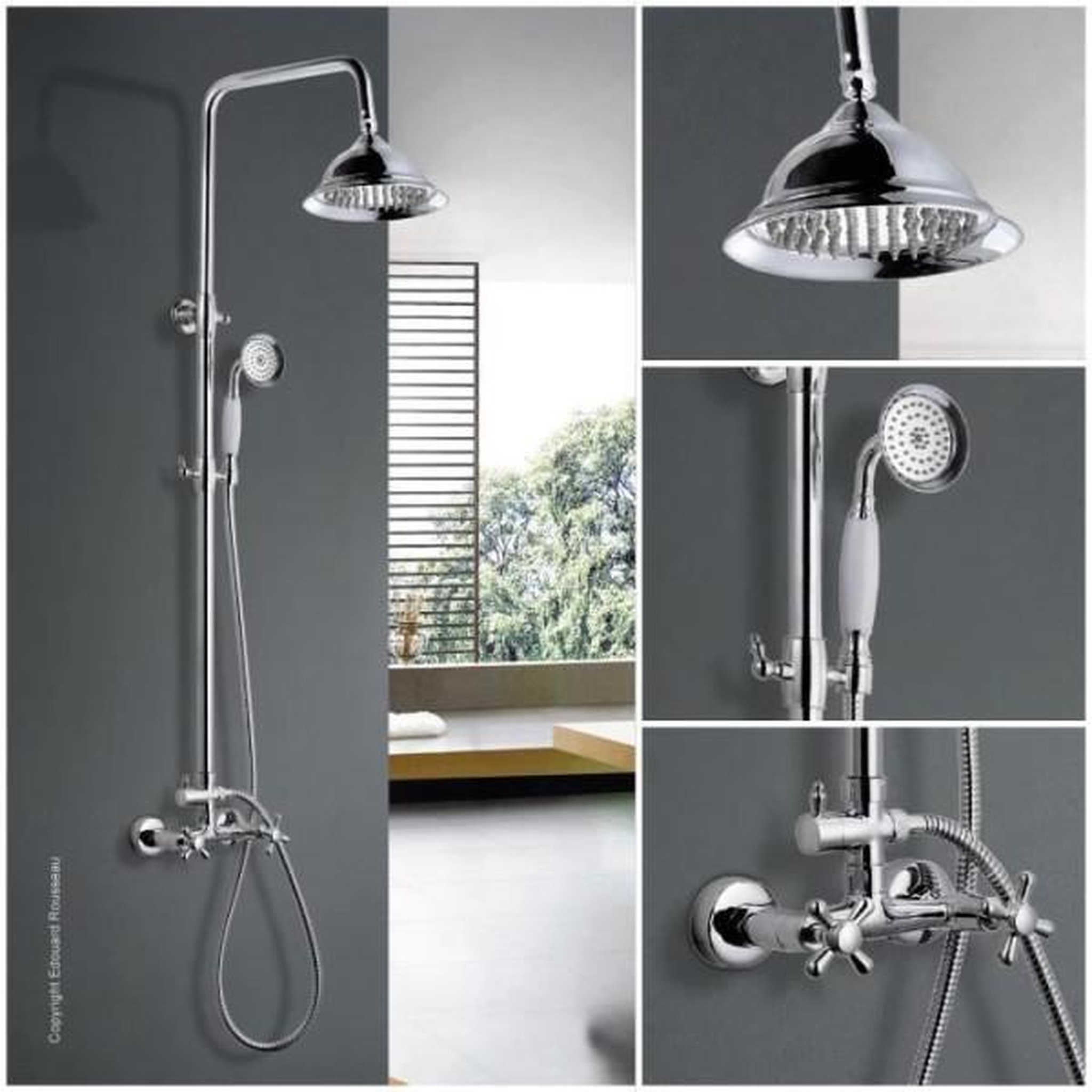 Voir la diapositive 2 : ROUSSEAU Rousseau colonne de douche avec robinet mélangeur retro - chrome