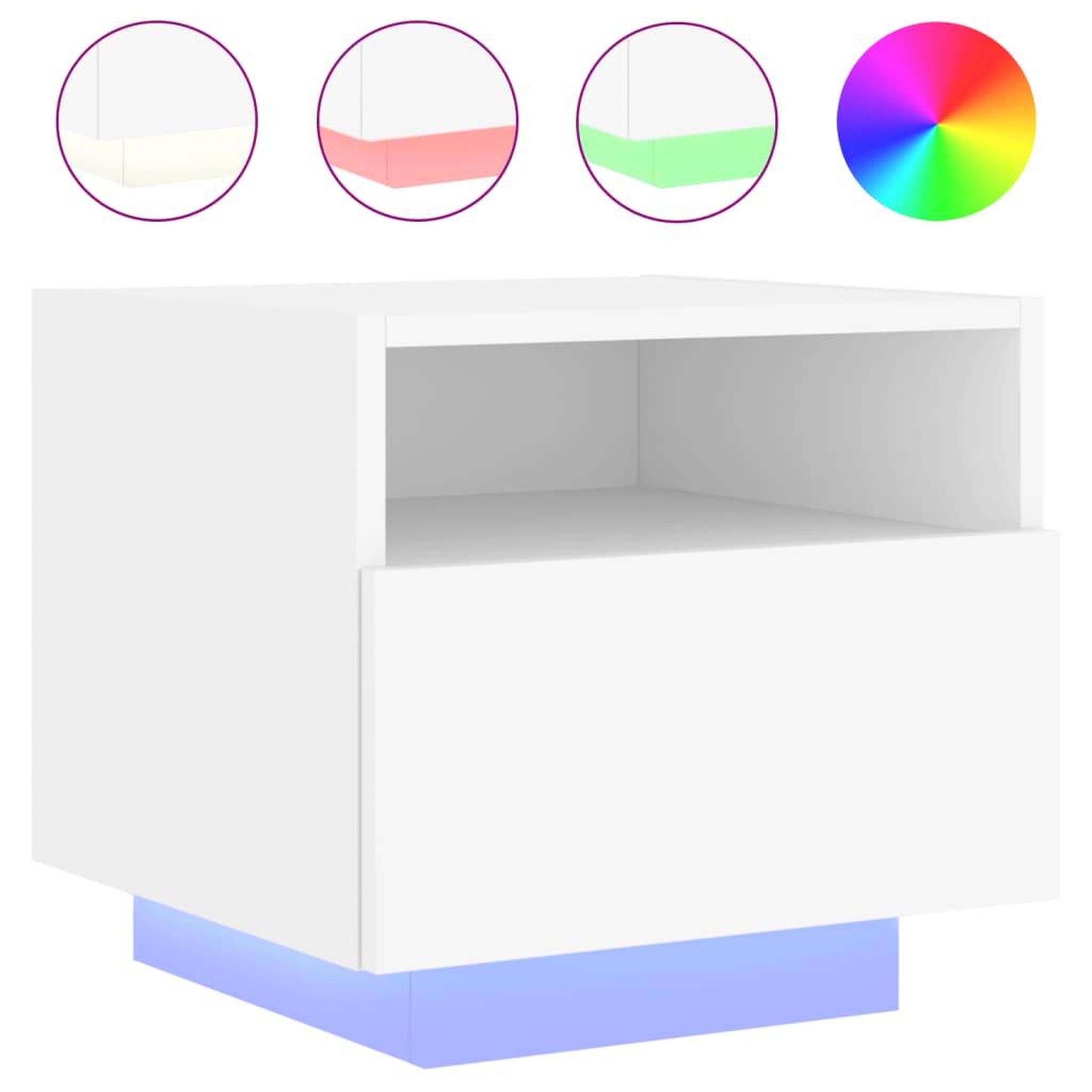 Voir la diapositive 5 : VIDAXL Armoires de chevet avec lumieres LED 2 pcs blanc 40x39x37 cm