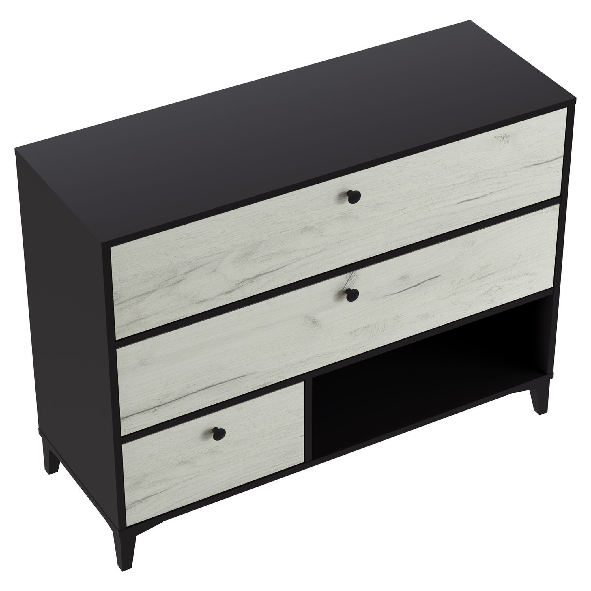 Voir la diapositive 2 : Commode 3 tiroirs 1 niche L110cm BRIDGET