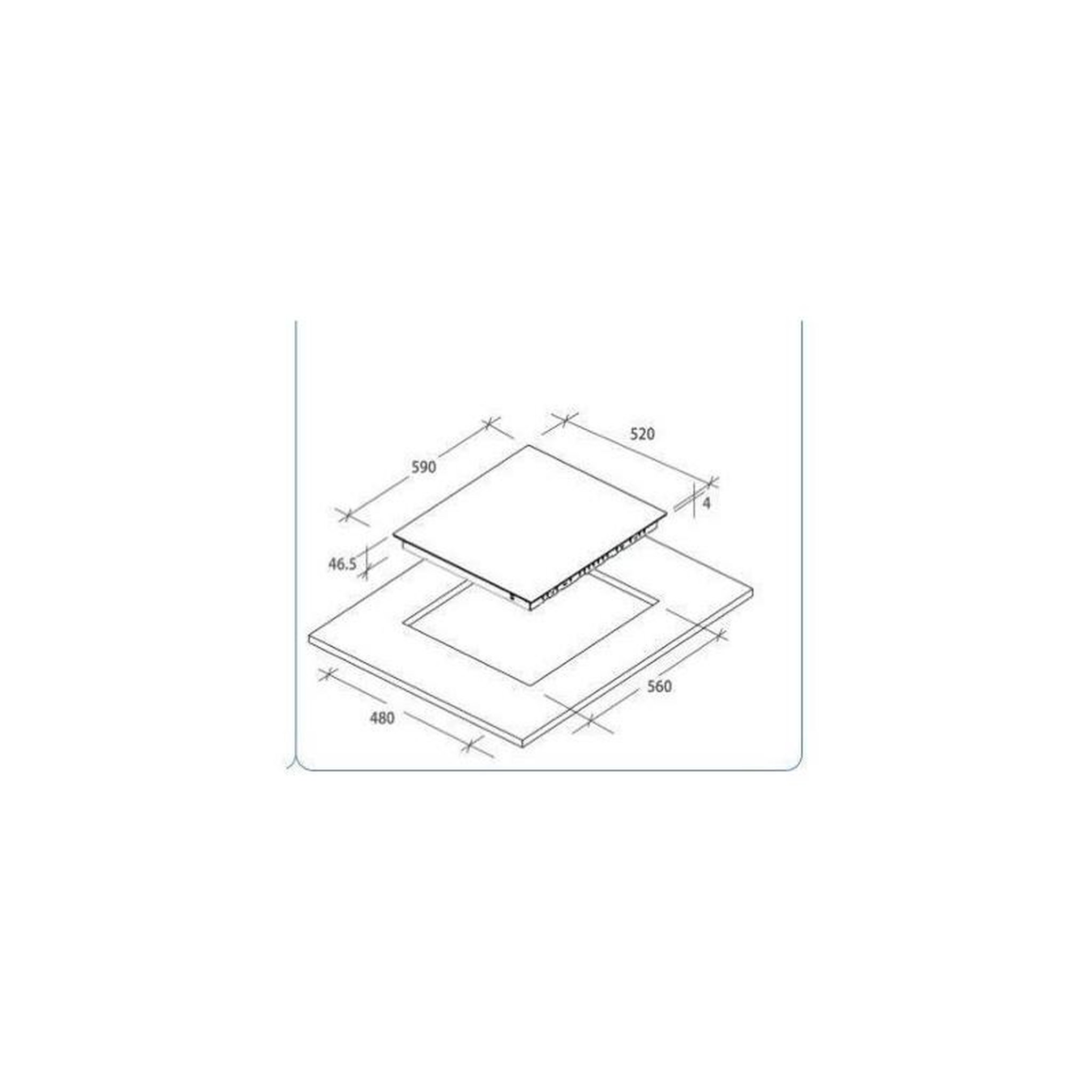 Voir la diapositive 2 : Candy Table de cuisson vitrocéramique 4 feux 6500w noir - cc64ch