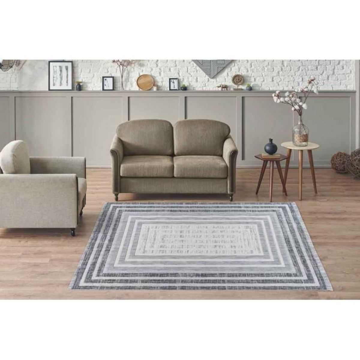 Paris Prix Tapis Tissé Géométrique  Sarai  Gris