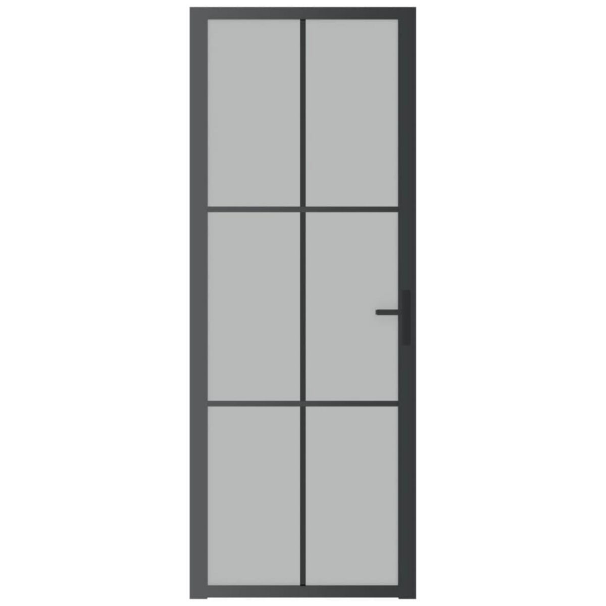 VIDAXL Porte interieure 76x201,5 cm Noir Verre mat et aluminium