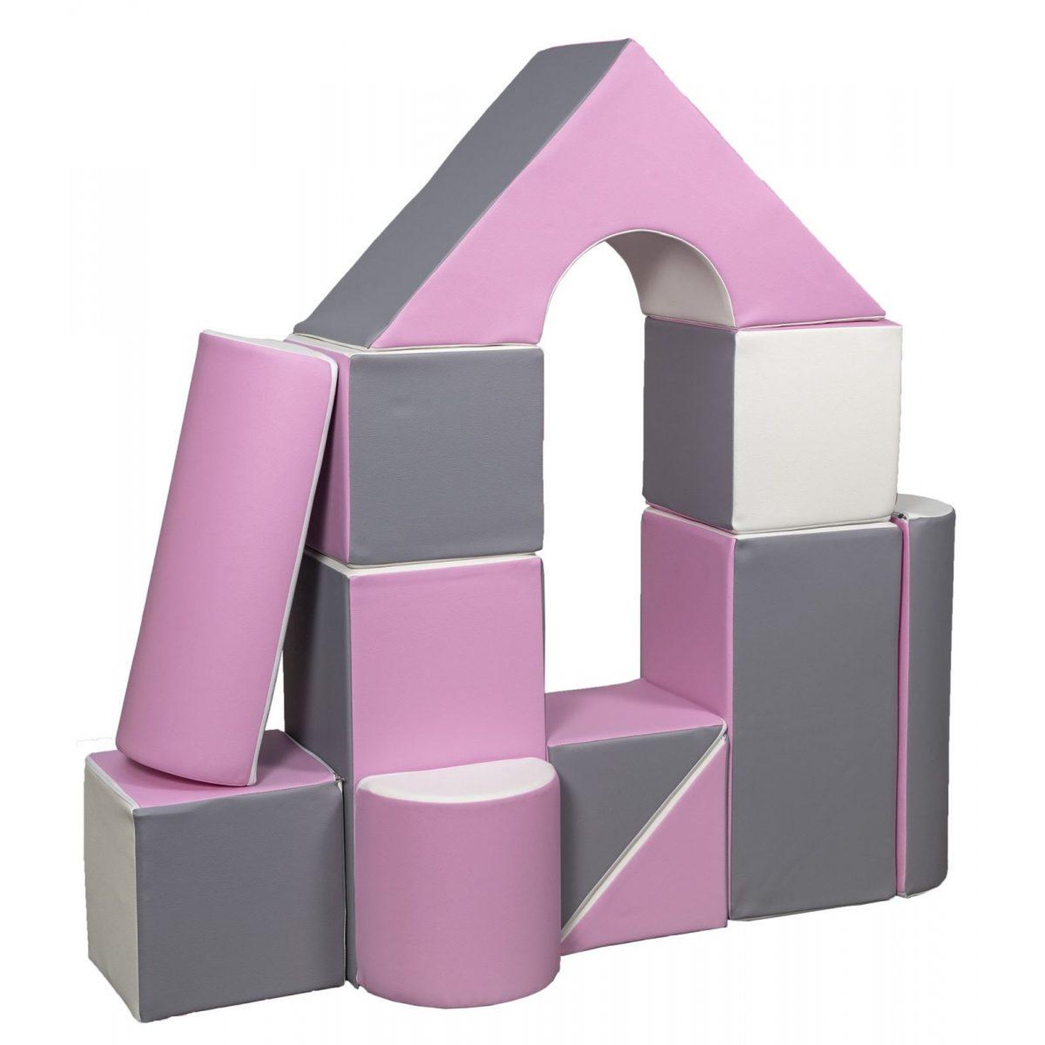 VELINDA Set de 11 blocs en mousse pour le jeu blanc, rose, gris