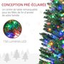 Voir la diapositive 4 : HOMCOM Sapin de Noël artificiel lumineux 150 LED multicolores Ø 50 x 180H cm 390 branches forme cyprès vert