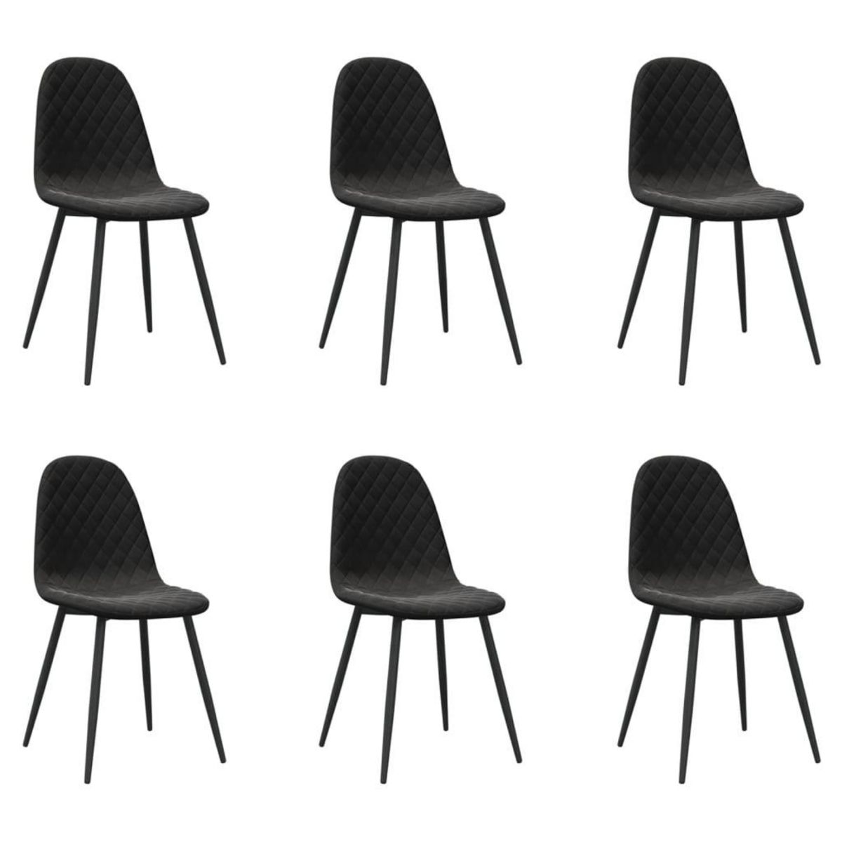 VIDAXL Chaises a manger lot de 6 noir velours