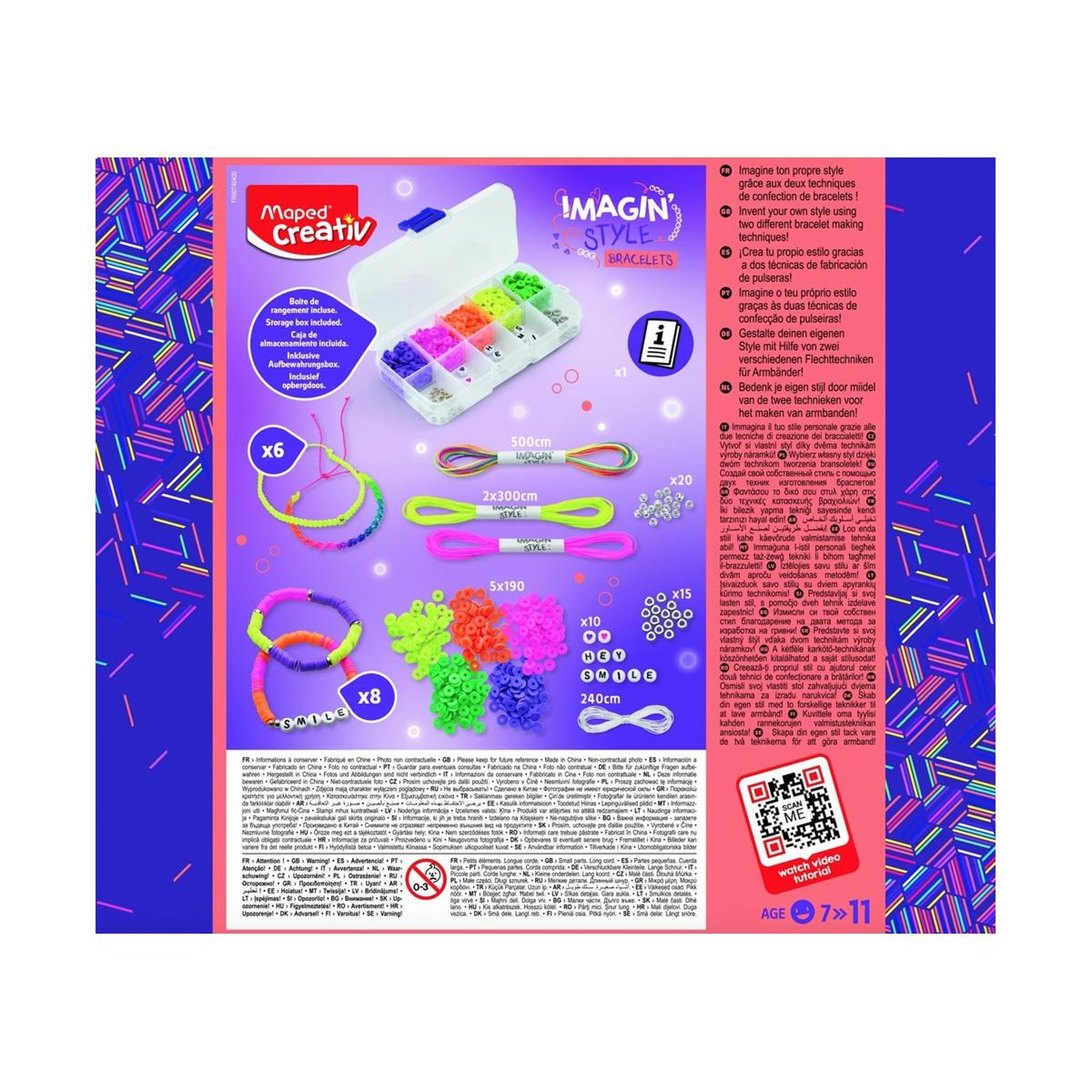 Voir la diapositive 2 : MAPED Bracelets - Set creativ - Neon