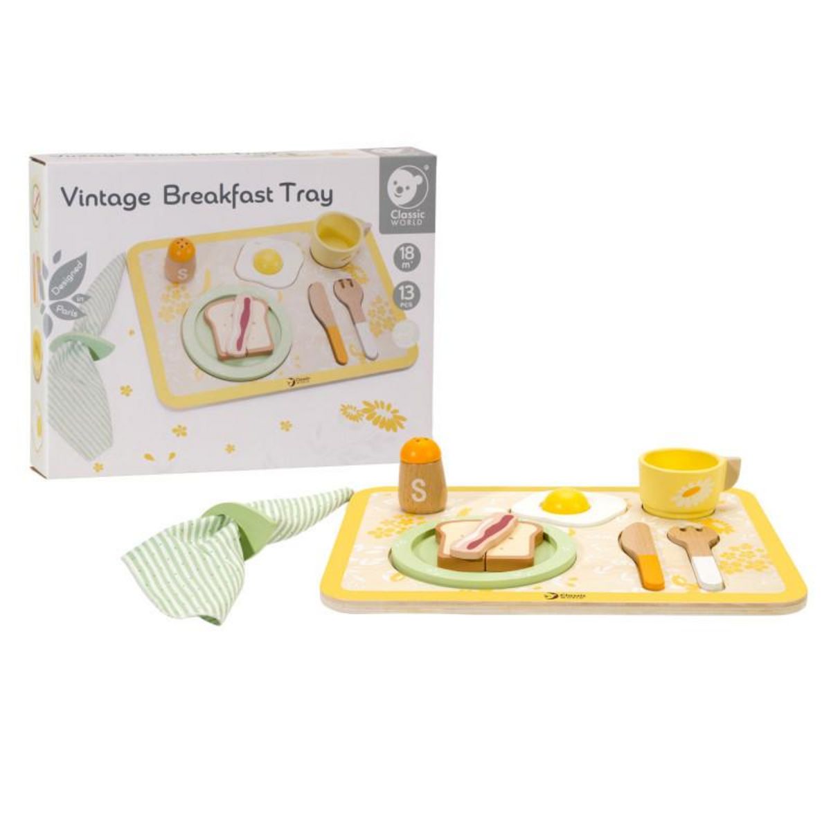 CLASSIC WORLD Classic World Wooden Vintage Breakfast Set with Tray, 13 pcs. 50575