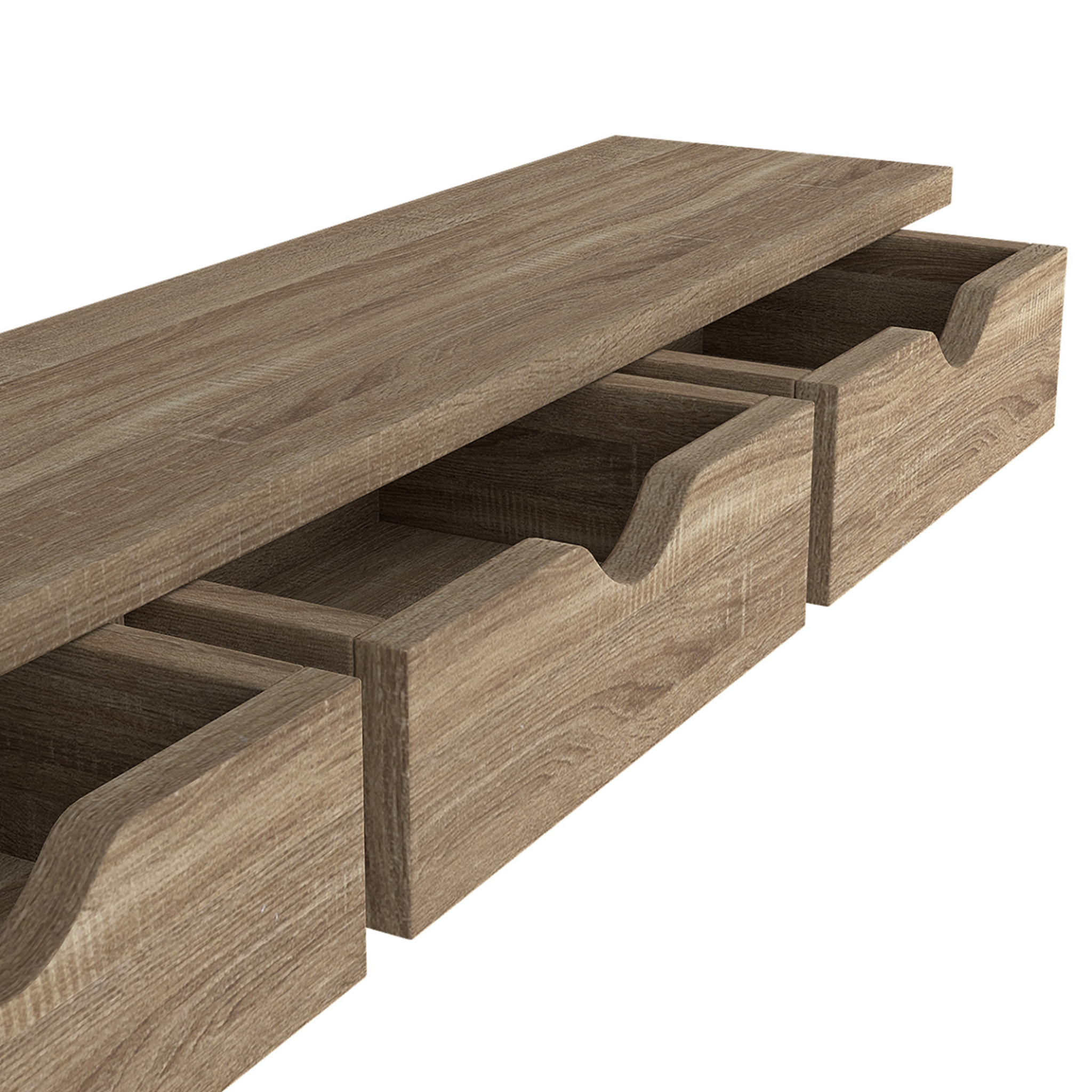 Voir la diapositive 6 : ID MARKET Etagère murale console d'entrée lise 3 tiroirs façon hêtre