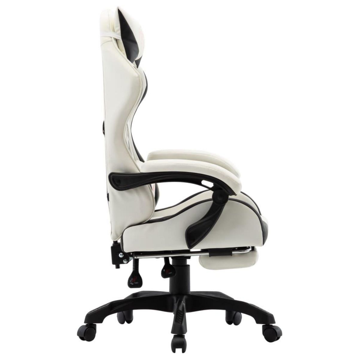 VIDAXL Fauteuil de jeux video et repose-pied Noir et blanc Similicuir