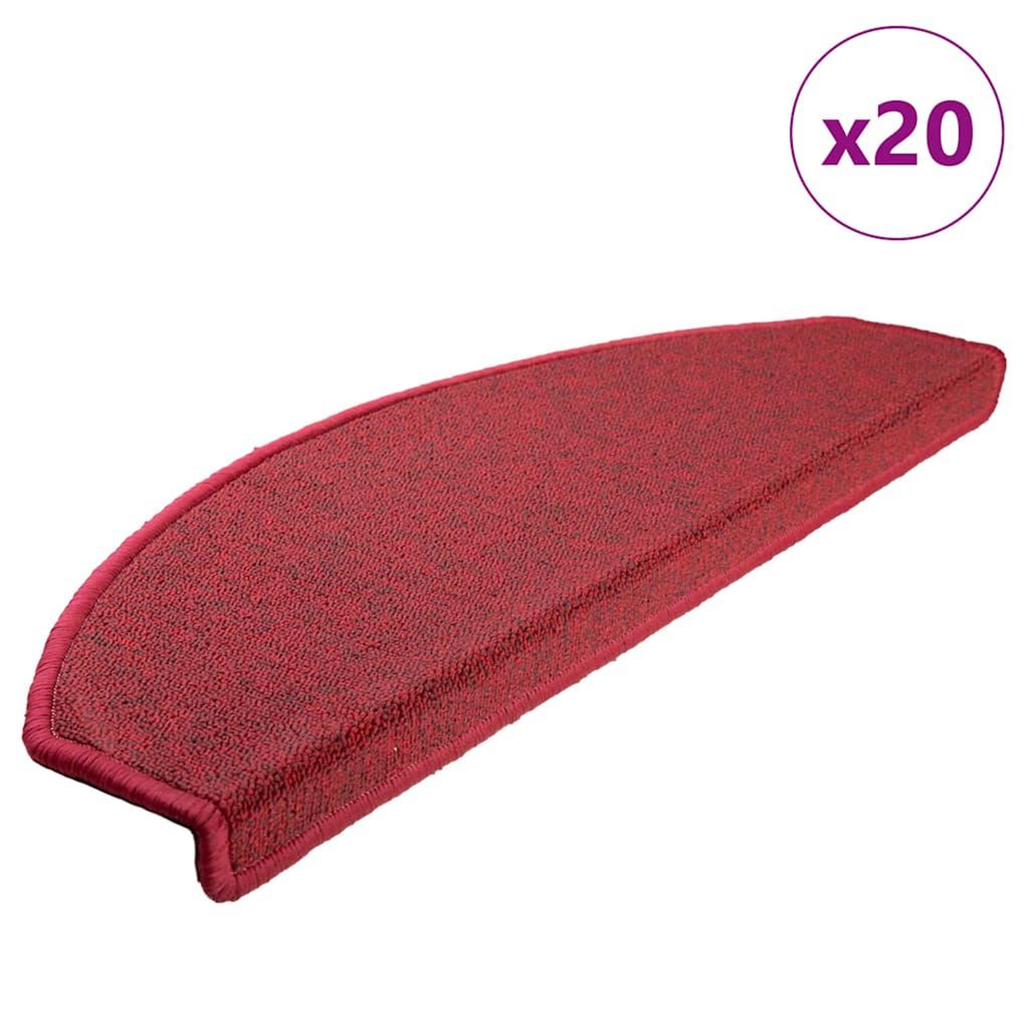 VIDAXL Tapis d'escalier 20 pcs rouge bordeaux 65x24x4 cm