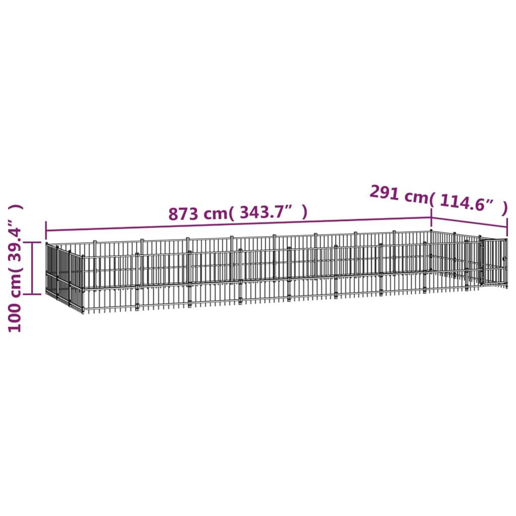 Voir la diapositive 6 : VIDAXL Chenil d'exterieur pour chiens Acier 25,4 m²