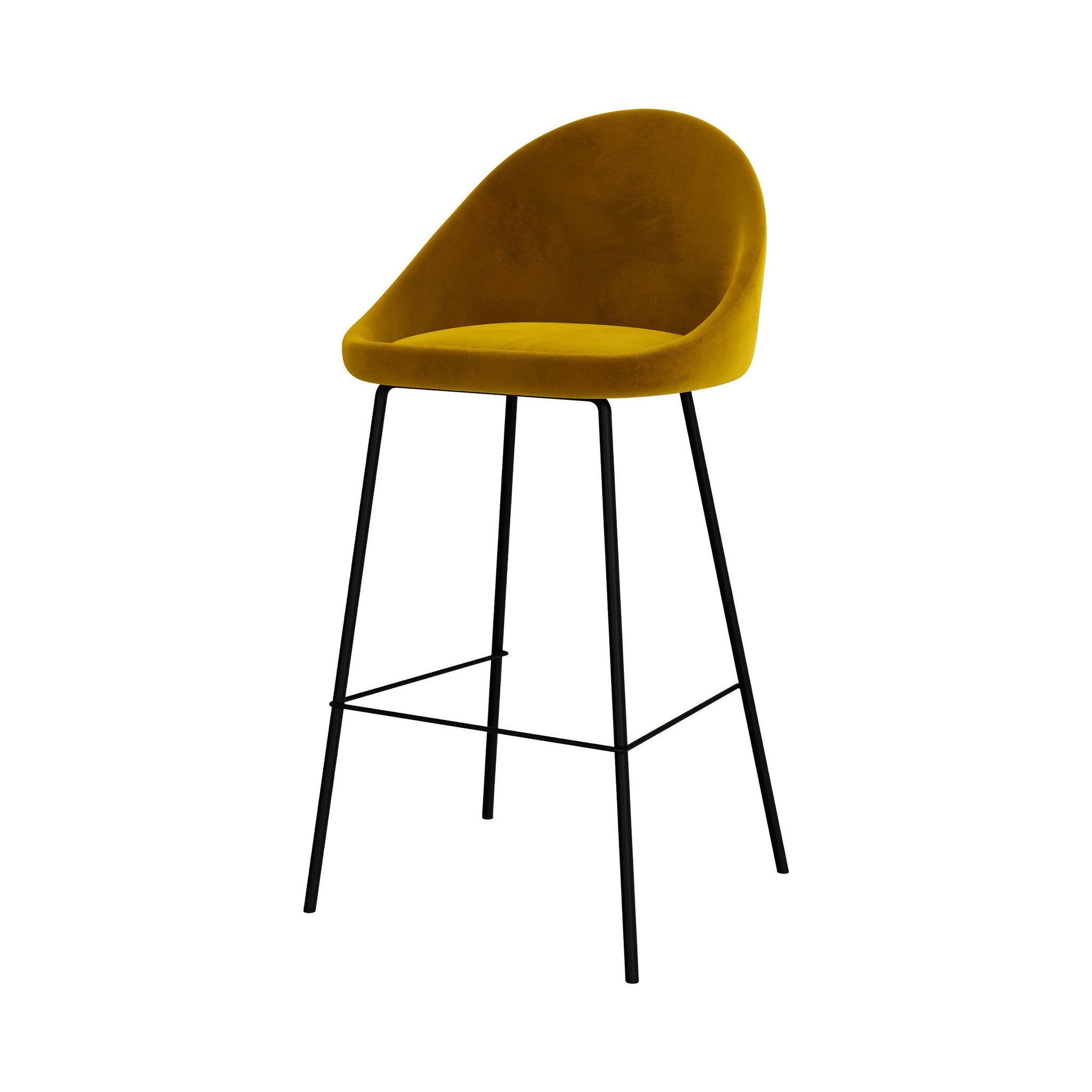 Voir la diapositive 6 : MAISON PAVANE Lot de 2 chaises de bar en velours jaune 75 cm-misty