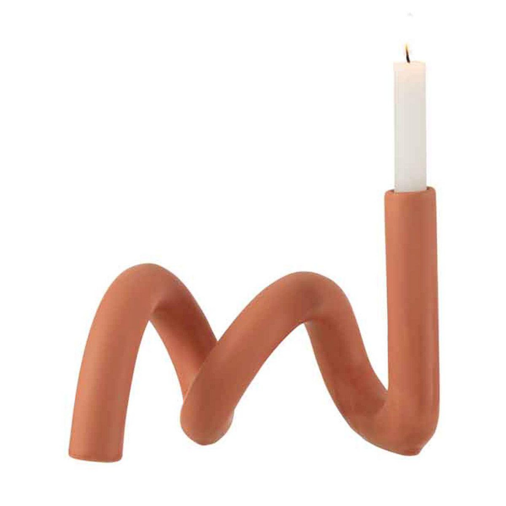 Voir la diapositive 2 : J-LINE Bougeoir design céramique  torsia  25cm orange