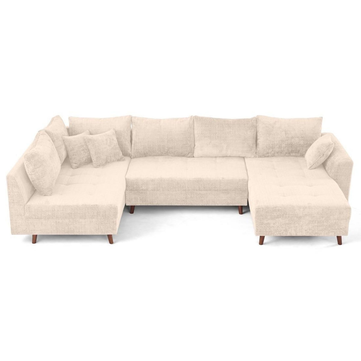 LISA DESIGN Rune - canapé panoramique d'angle gauche 7 places en velours texturé