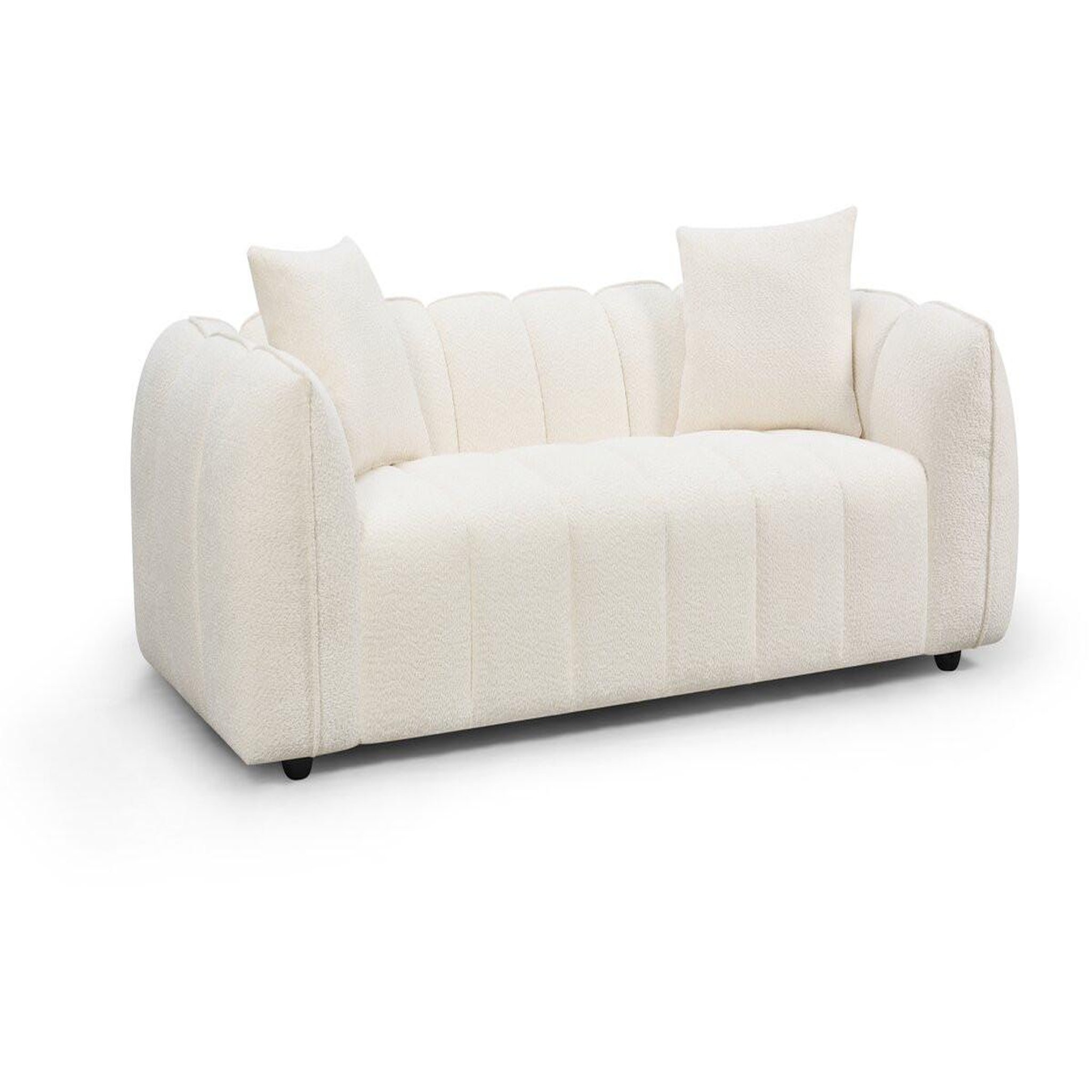Habitat et Jardin Canapé droit en tissu style bubble  balzac  - 3 places - crème