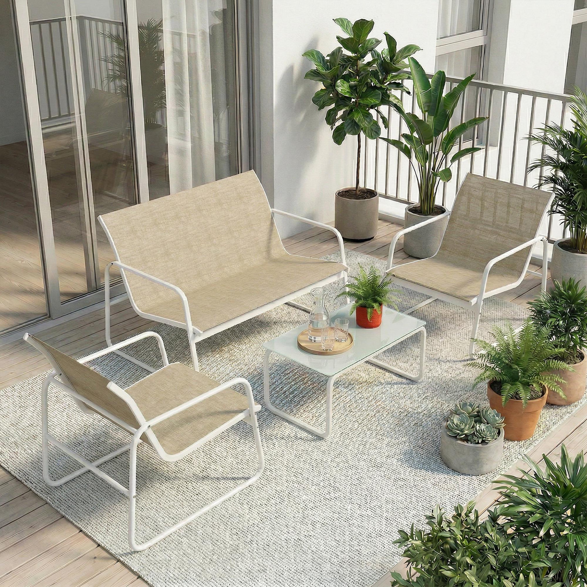 Voir la diapositive 4 : OUTSUNNY Salon de jardin 4 places 4 pièces style yachting