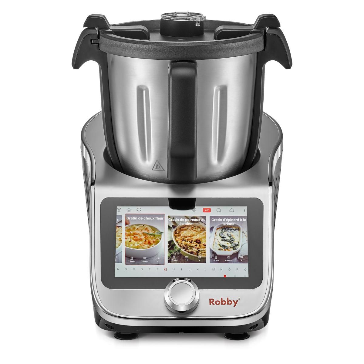 Robby Robot cuiseur multifonctions connecté avec bol xl, balance intégrée et grand écran tactile +750 recettes - robicook xl
