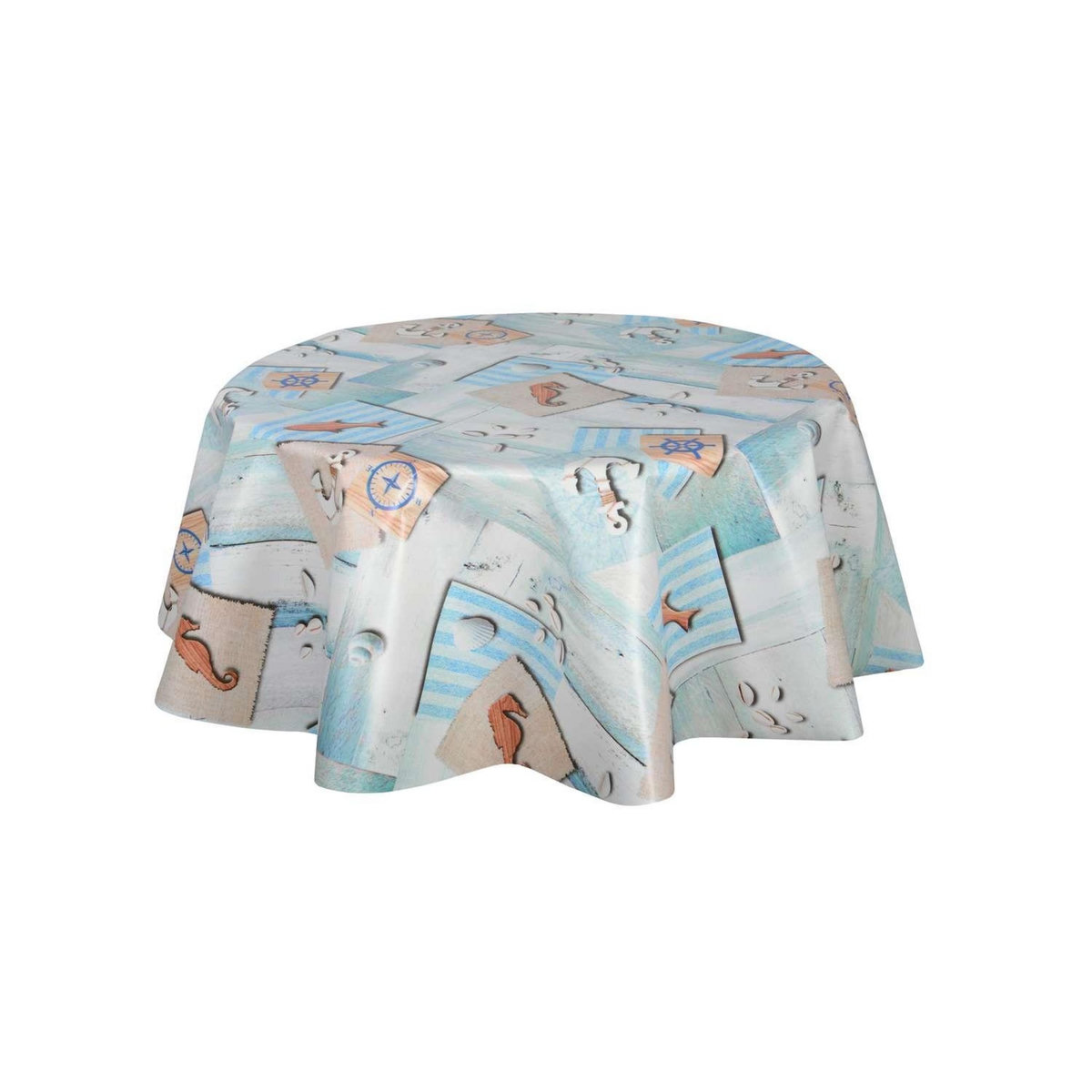 HABITABLE Nappe en toile cirée ronde Hypo - Diam. 135 cm - Bleu