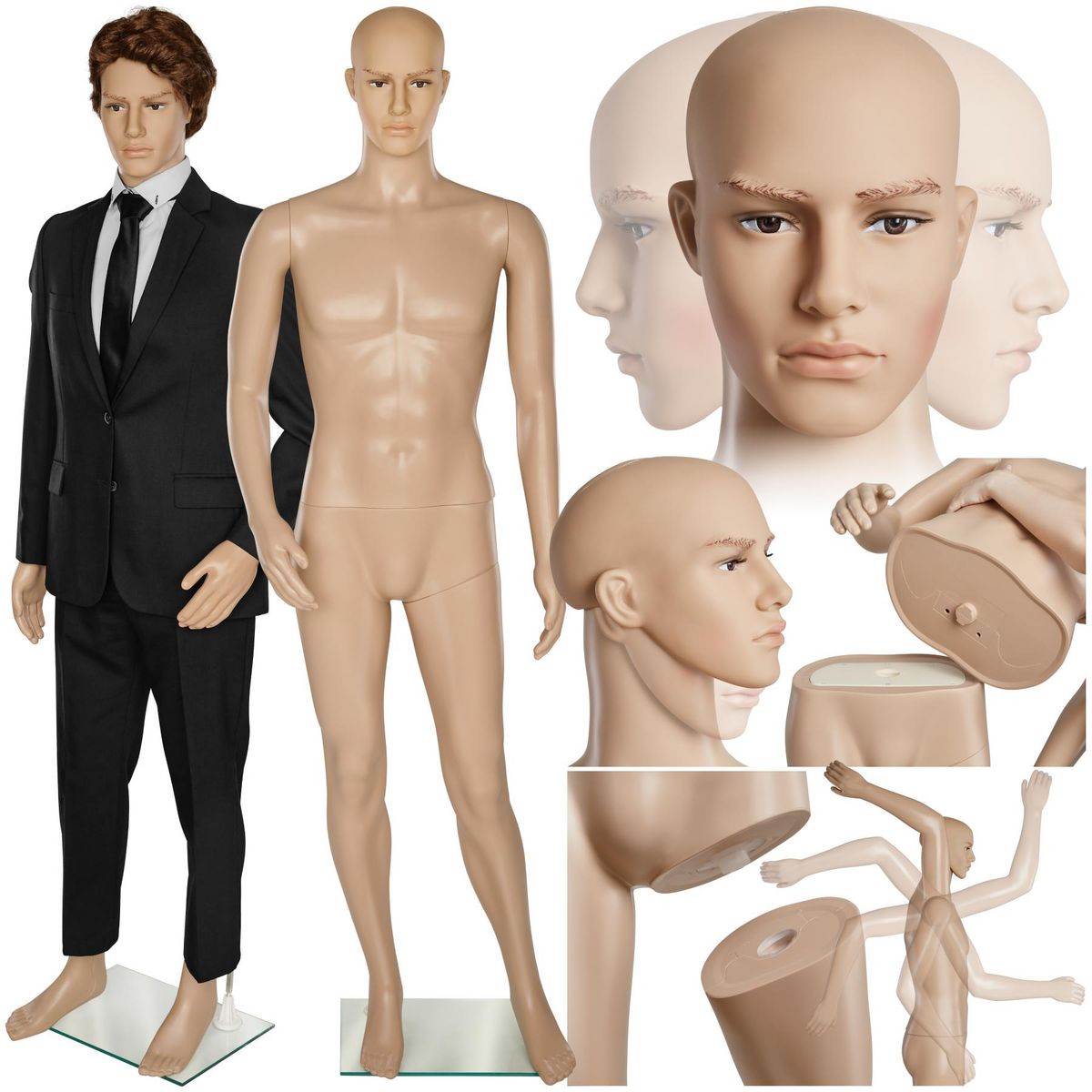 tectake Mannequin de vitrine en plastique beige