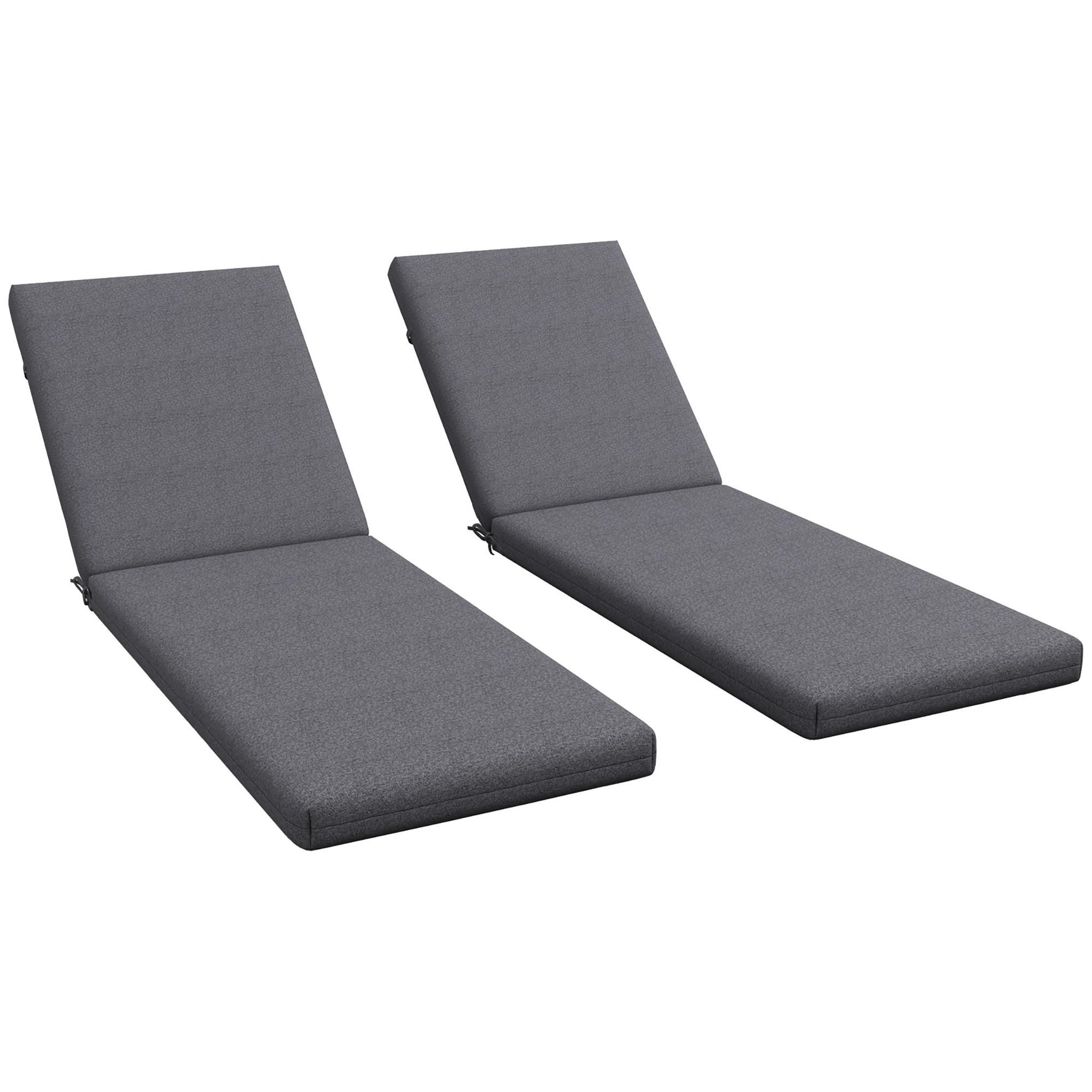 Voir la diapositive 1 : OUTSUNNY Lot de 2 matelas pour transat bain de soleil - dim. 190,5L x 58,4l x 7H cm - cordons d'attache - gris foncé