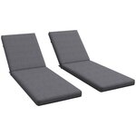OUTSUNNY Lot de 2 matelas pour transat bain de soleil - dim. 190,5L x 58,4l x 7H cm - cordons d'attache - gris foncé