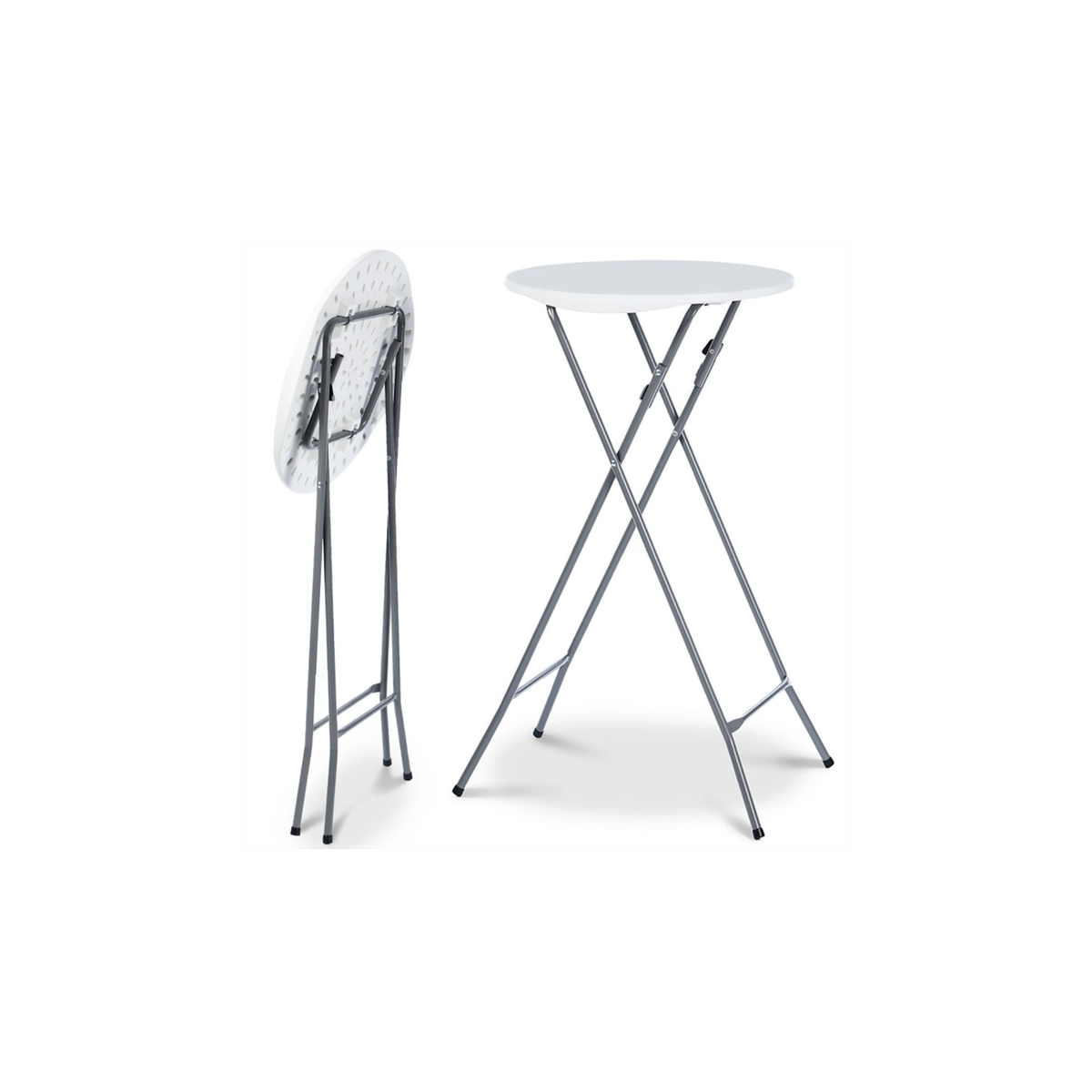 ID MARKET Lot de 4 tables hautes pliantes 105 CM et 4 housses noires