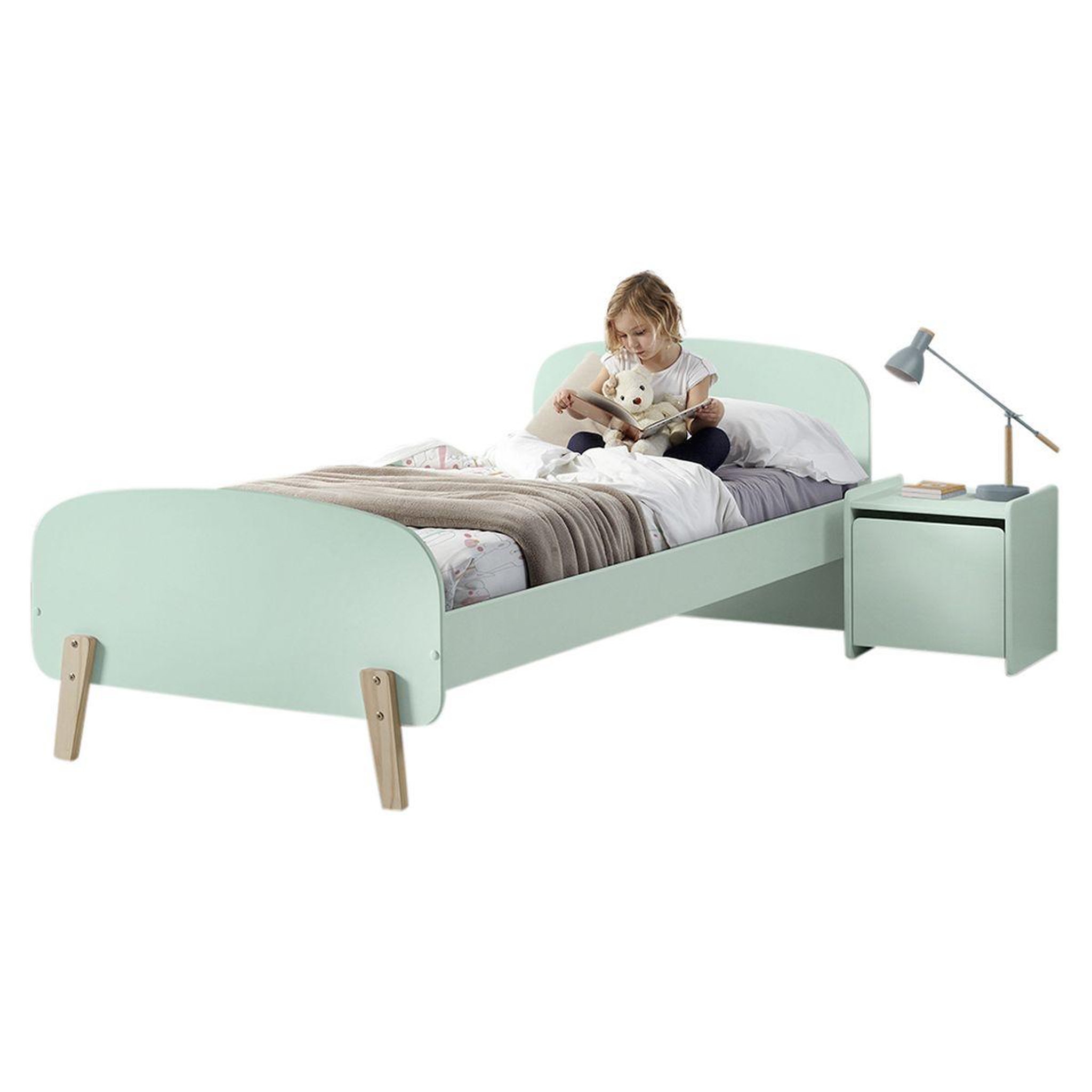 Paris Prix Pack - Lit Enfant & Chevet  Kiddy  90x200cm Vert Menthe
