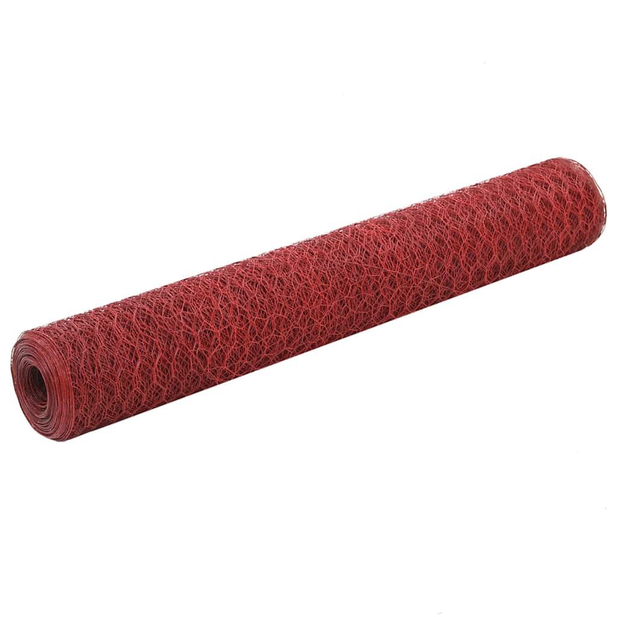 VIDAXL Grillage Acier avec revetement en PVC 25x1 m Rouge
