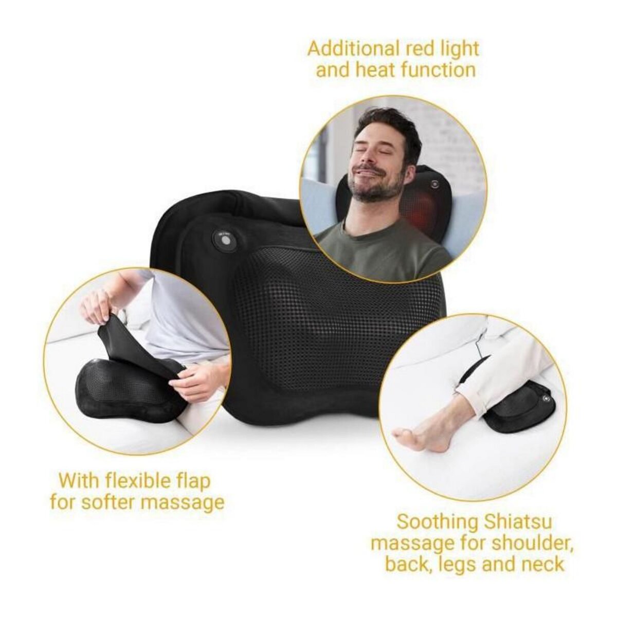 Medisana MEDISANA MC 850 - Coussin de massage Shiatsu epaules, dos, jambes et cou - 2 vitesses - Fonction chaleur - Rembourrage flexible