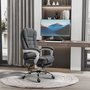Voir la diapositive 2 : VINSETTO Fauteuil de bureau manager grand confort repose-pied dossier inclinable accoudoirs rembourrés tissu aspect lin gris