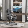 Voir la diapositive 2 : VINSETTO Fauteuil de bureau manager grand confort repose-pied dossier inclinable accoudoirs rembourrés tissu aspect lin gris