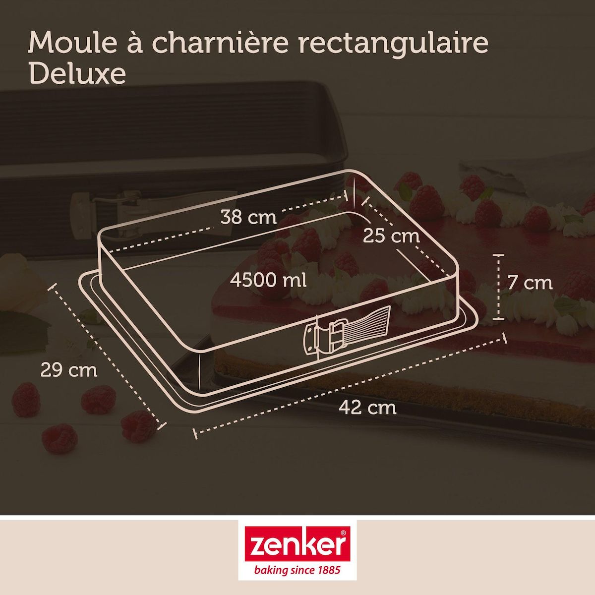 ZENKER Set pâtisserie avec moule rectangulaire de 42 x 29 cm en acier émaillé, 2 bols à mixer, verre mesureur et spatule Zenker