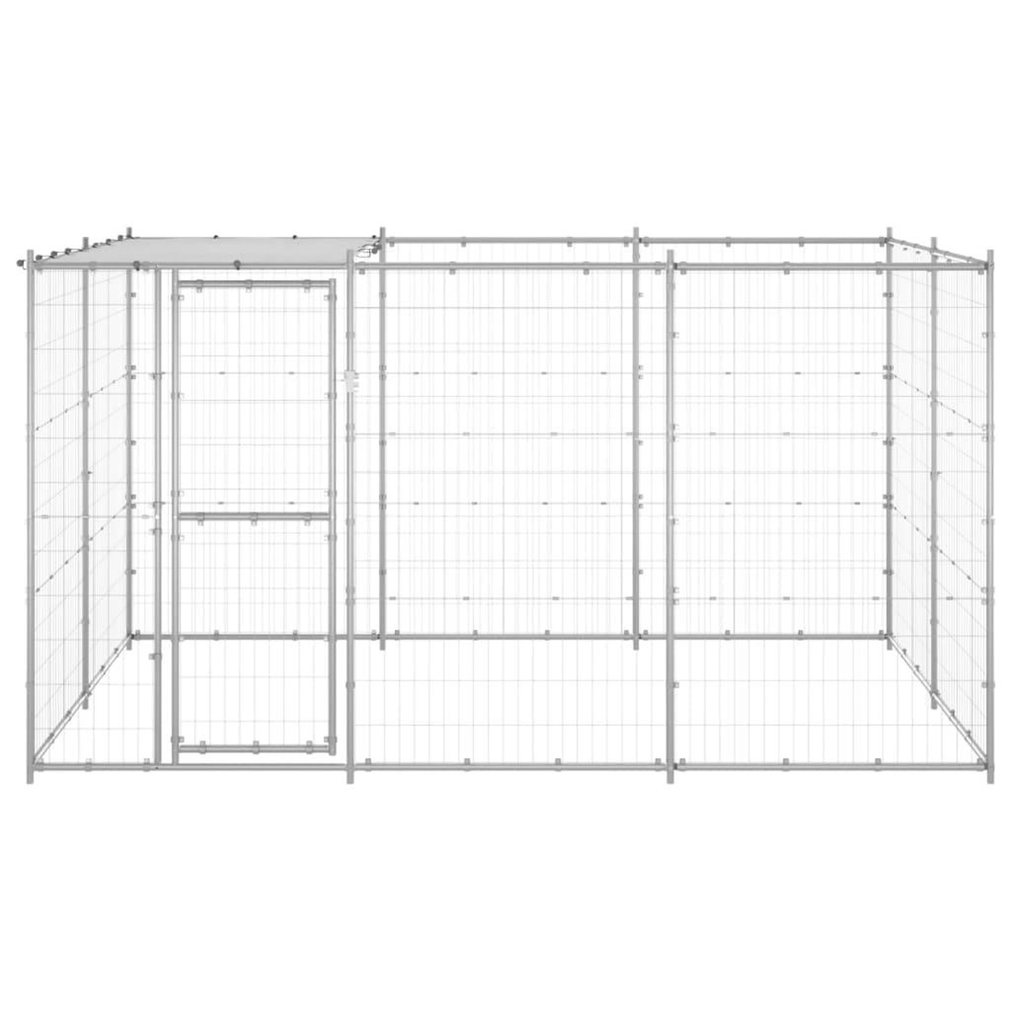 Voir la diapositive 2 : VIDAXL Chenil exterieur Acier galvanise avec toit 7,26 m²